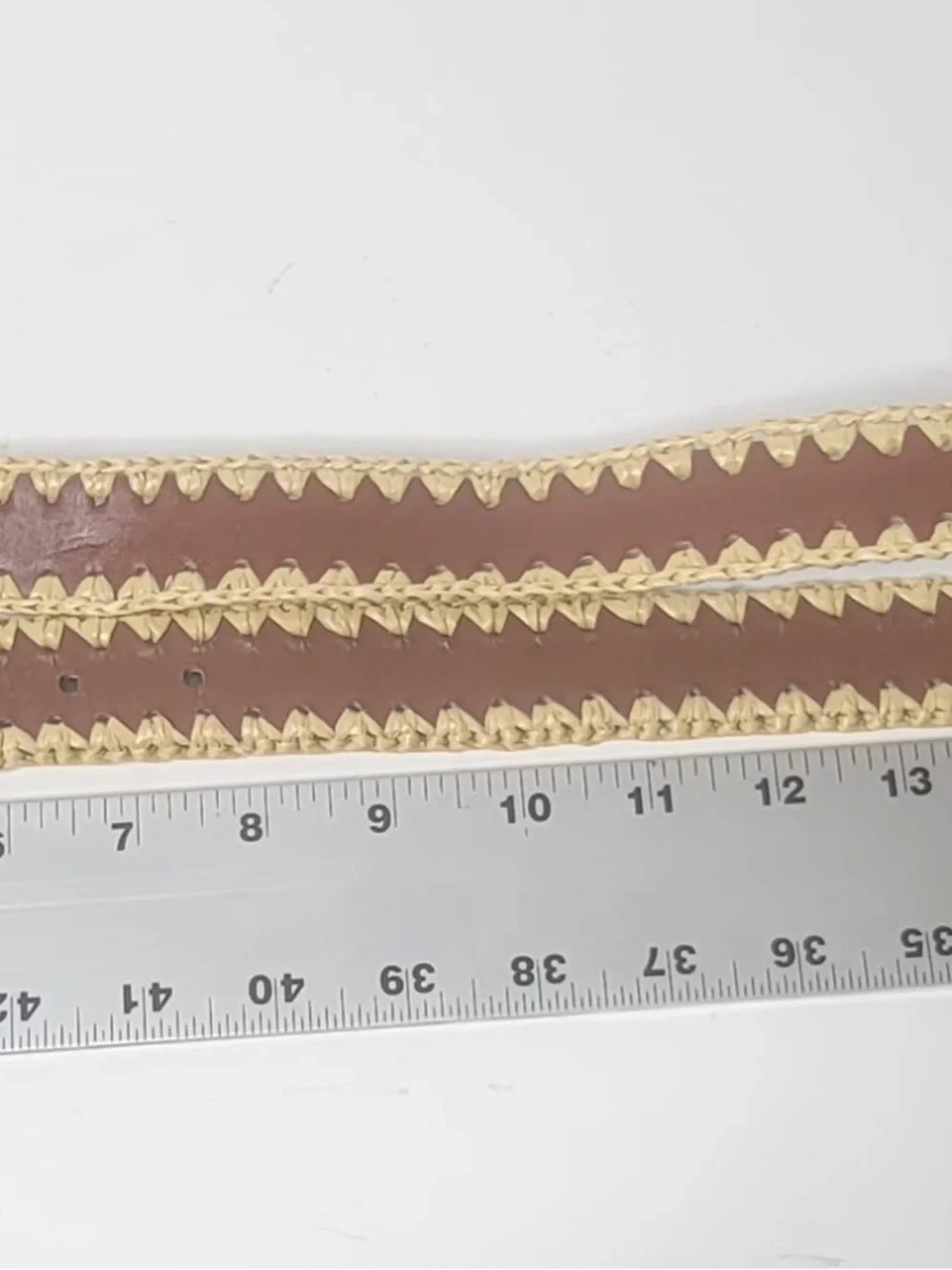 Mango handwoven edge brown leather belt whit gold buckle size S